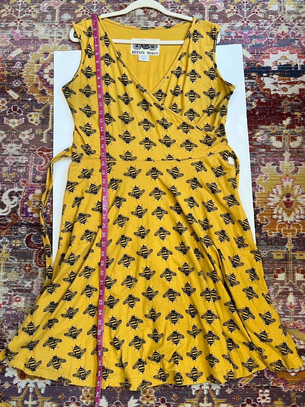 Effie's Heart Mustard Wrap Midi Dress with Bee Print - Picture 14 of 14